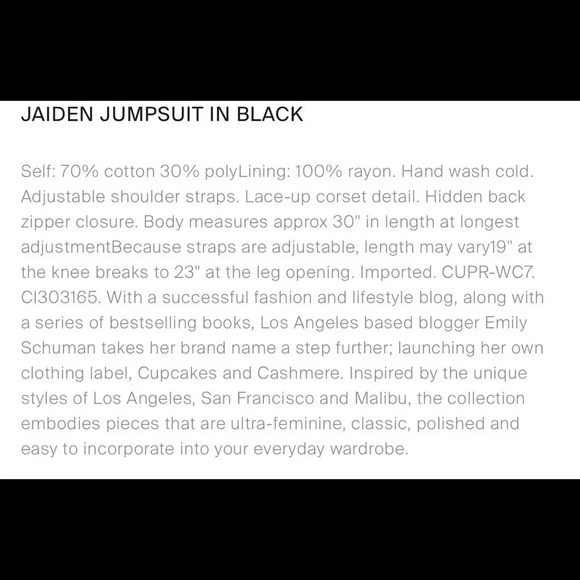 Cupcakes and Cashmere Jaiden Corset tie Jumpsuit Size 4 - Picture 3 of 9